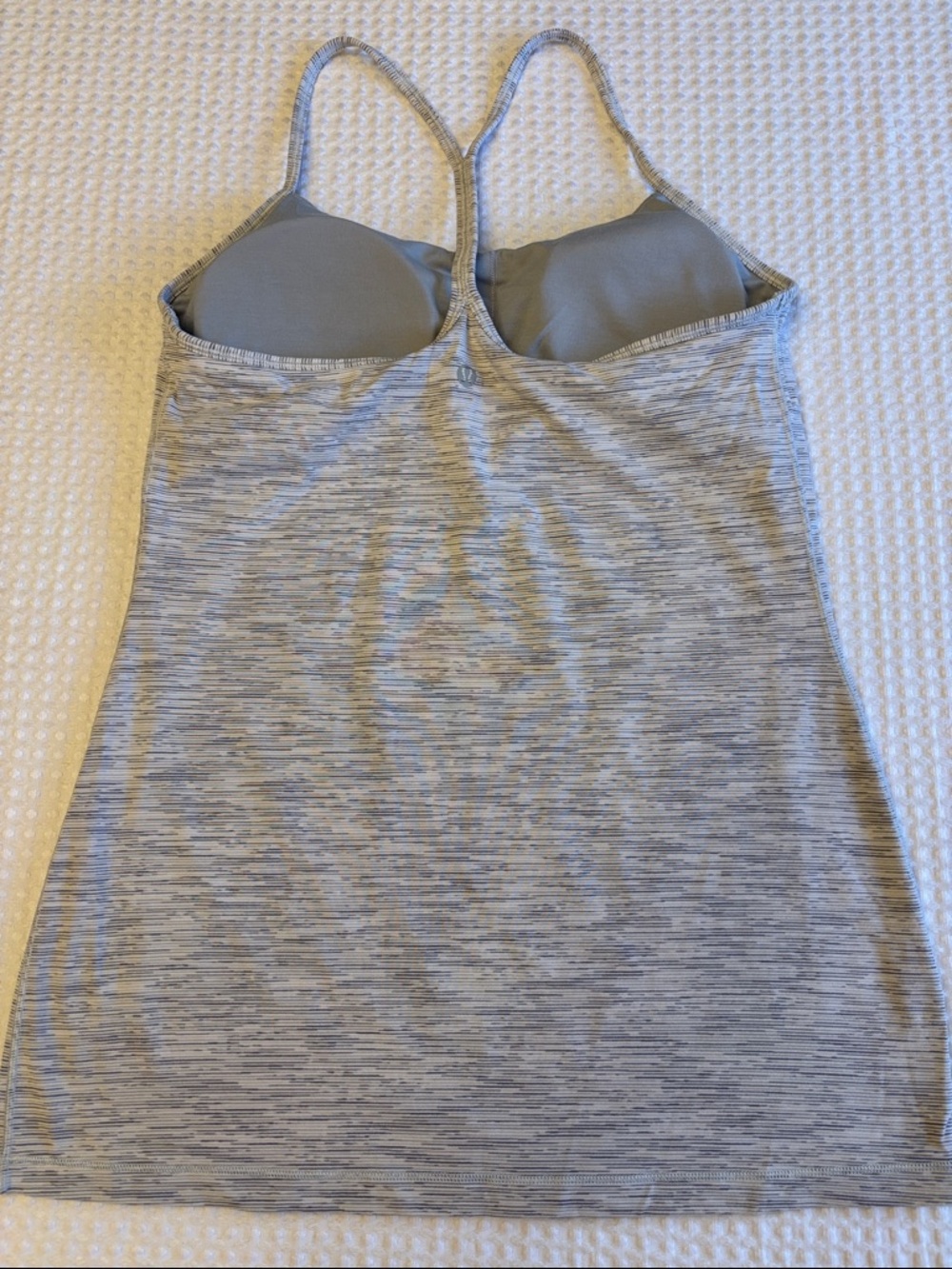 lululemon athletica Size 10 gray striped workout racerback tank built-in bra - Picture 5 of 12